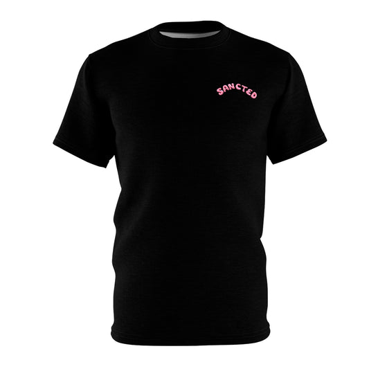 'SANCTED' Cut & Sew Tee - Trendy Unisex Black Shirt